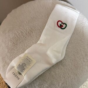 Gucci White Socks with Red and Green Logo authentic and new